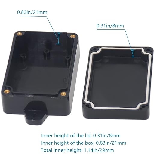 Zulkit Junction Box IP65 Waterproof ABS Plastic Universal Electrical Boxes Project Enclosure with Fixed Ear Black 3.27 x 2.28 x 1.30 Inch (Pack of 4) - Image 6