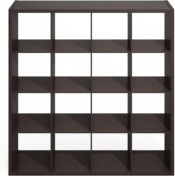 Furinno Simple Cube Storage Organizer, 16-Cube Display Shelf, Open Back Shelving Unit, Storage Shelves, Extra Thick Frame, for Organization and Storage, Living Room, Home Office, Dark Oak - Image 7