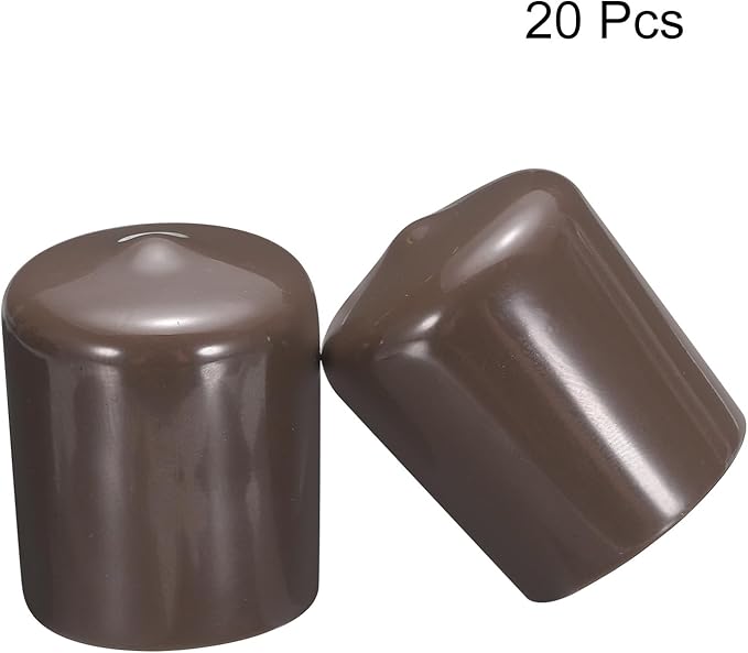 uxcell 20pcs Rubber End Caps 22mm ID Vinyl Round Tube Bolt Cap Cover Screw Thread Protectors Brown - Image 2