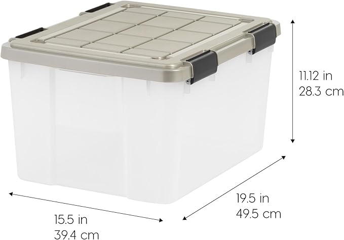 IRIS USA 44 Qt Storage Bins with Gasket Seal Lid, 2 Pack - BPA-Free, Heavy Duty Moving Containers Tight Latch, Weather Proof Tote, WEATHERPRO - Clear/Chrome - Image 2