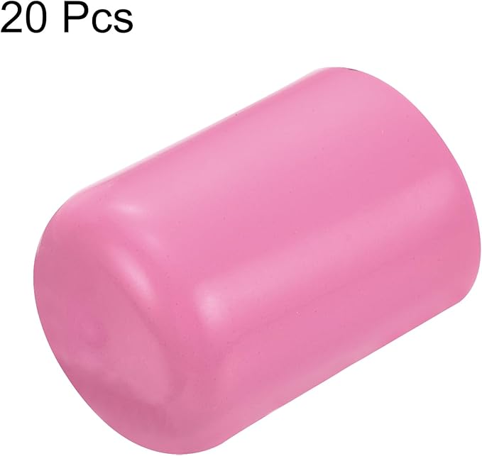 uxcell 20pcs Rubber End Caps 14mm ID Vinyl PVC Round Tube Bolt Cap Cover Screw Thread Protectors Pink - Image 2