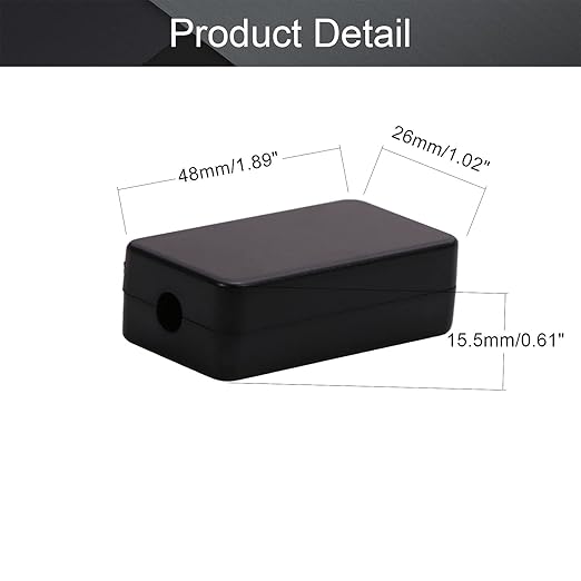 Fielect 1.89 x 1.02 x 0.61 inch Junction Box ABS Plastic Dustproof Universal Electrical Project Enclosure Black 4Pcs - Image 2