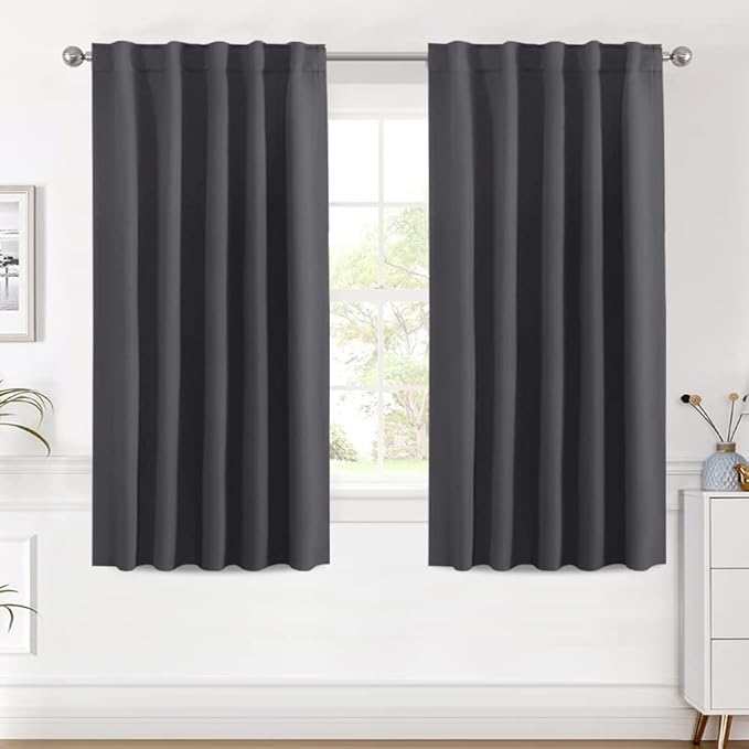 H.VERSAILTEX Blackout Curtains Thermal Insulated Window Treatment Panels Room Darkening Blackout Drapes for Living Room Back Tab/Rod Pocket Bedroom Draperies (2 Panels, Charcoal Gray, 42 x 54 Inch) by HVERSAILTEX