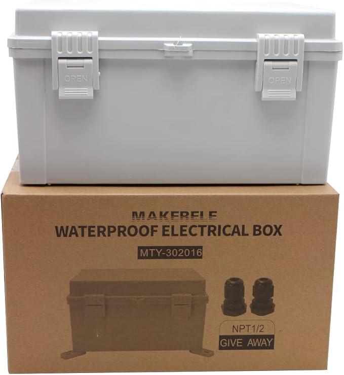 MAKERELE Waterproof Junction Box Outdoor Junction Box ABS Plastic Waterproof Universal Electrical Project Box (Grey Cover, 11.8 * 7.8 * 6.3 Plastic latches) - Image 8