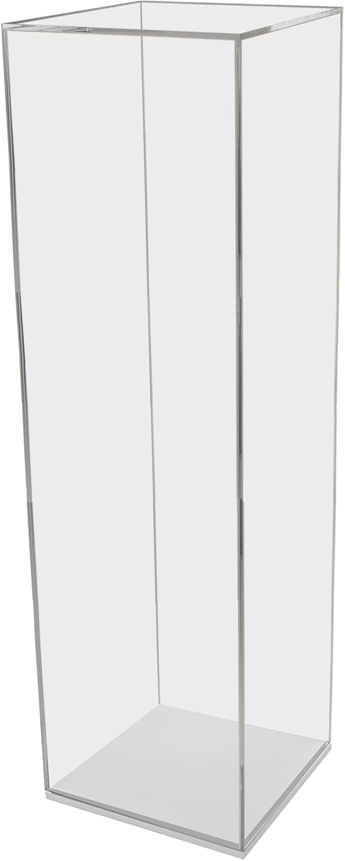 Marketing Holders Tall Pedestal Display Box with White Base 12" x 12" x 40" Acrylic Lucite Display Cube Art Sculpture Stand Trinkets Collectibles by MarketingHolders
