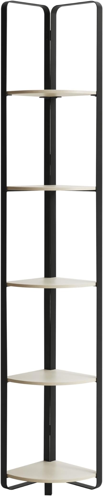 Furniture of America Leif Modern 5 Shelf Bookcase, Two-Tone Corner Bookshelf with Storage Space and Flat Metal Legs for Living Room, Bedroom, Office, Cream & Black by FurnitureofAmerica