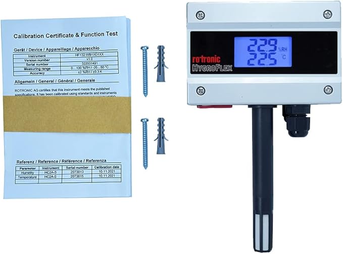 Rotronic Temperature and Humidity Transmitter Wall mount with Display (Range: -20 to 50 °C & Humidity: 100% RH) for Clean Room, HVAC & BMS | Model: HYGROFLEX HF132(WB1XD1XX) - Image 4