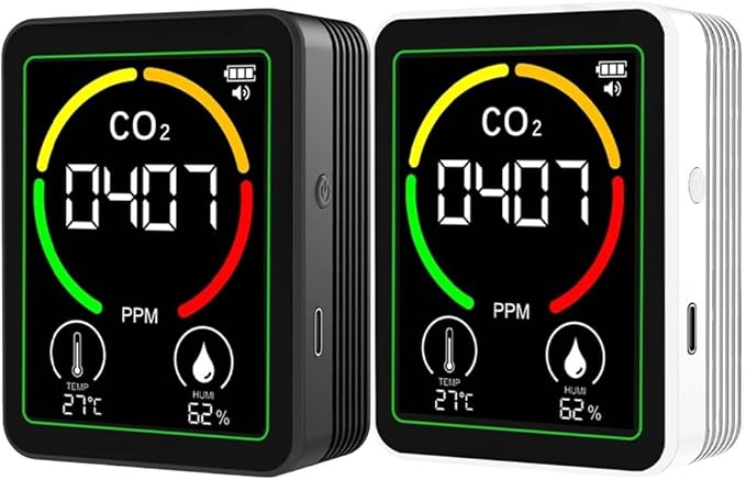 Air Quality Monitor Indoor-Portable Indoor Air Quality Meter, 3-in-1 Indoor Air Quality Monitor with Carbon Dioxide Detector, Temperature and Humidity Sensor, LCD Display(White) - Image 6