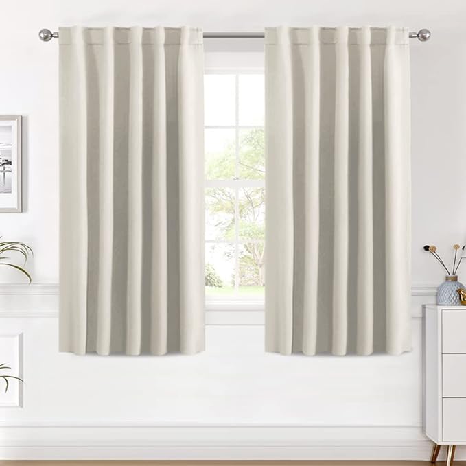 H.VERSAILTEX Light Reducing Curtains Thermal Insulated Window Treatment Panels Room Darkening Privacy Assured Drapes for Living Room Back Tab/Rod Pocket Bedroom Drapes 2 Panels, Ivory - 42 x 54 Inch by HVERSAILTEX