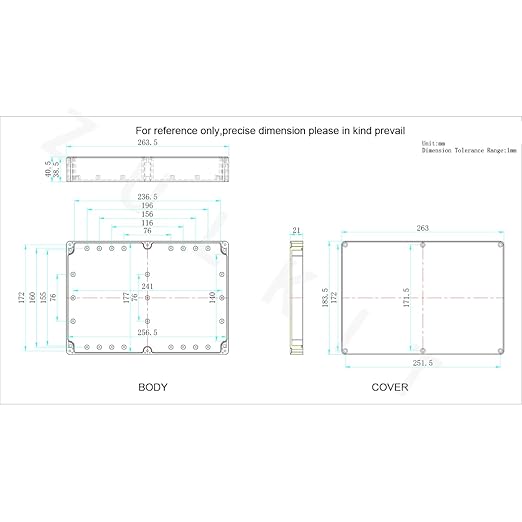 Junction Box, Zulkit Project Box IP65 Waterproof Outdoor Box ABS Plastic Electrical Boxes Electronic Enclosure Black 10.4 x 7.2 x 2.4 inch(263 x 182 x 60 mm)(Pack of 1) - Image 8
