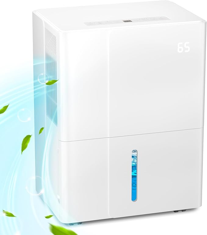 3,000 Sq.Ft. Dehumidifier for Home Bedrooms,1.2Gal Water Tank With Smart Control,Timing Device For Medium Size Rooms,35 Pints (White) by ZAFRO