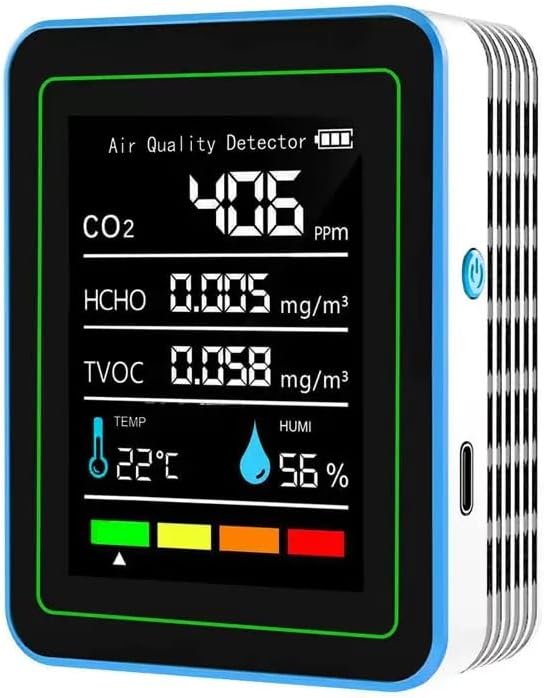 5-in-1 air Quality Monitor, Professional air Quality Detector with CO2 Monitor/Formaldehyde/TVOC/Temperature/Humidity, Suitable for Home, Hotel, Office, car by Unknown