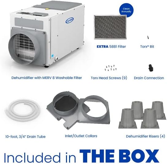 AprilAire E100 Pro Dehumidifier Bundle - 100 Pint Whole House Dehumidifier - Full Complete Kit - Crawl Spaces, Basements, Whole Homes, Commercial up to 5,500 sq. ft - 5 Year Warranty Included - Image 2