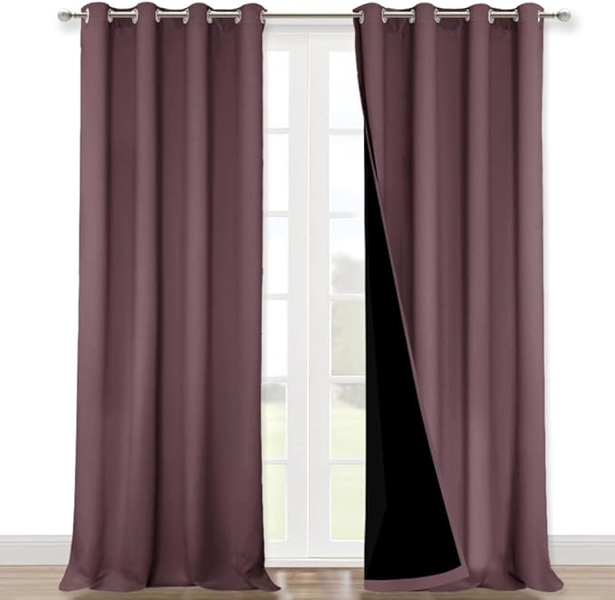 NICETOWN 100% Blackout Blinds, Set of 2, 46" x 102", Dry Rose, Laundry Room Decor Window Treatment Curtains for Large Patio Sliding Door, Thermal Insulated Curtains for Bedroom by NICETOWN