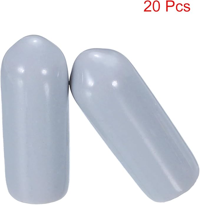 uxcell 20pcs Rubber End Caps 5mm(3/16") ID Vinyl PVC Round Tube Bolt Cap Cover Screw Thread Protectors Grey - Image 2