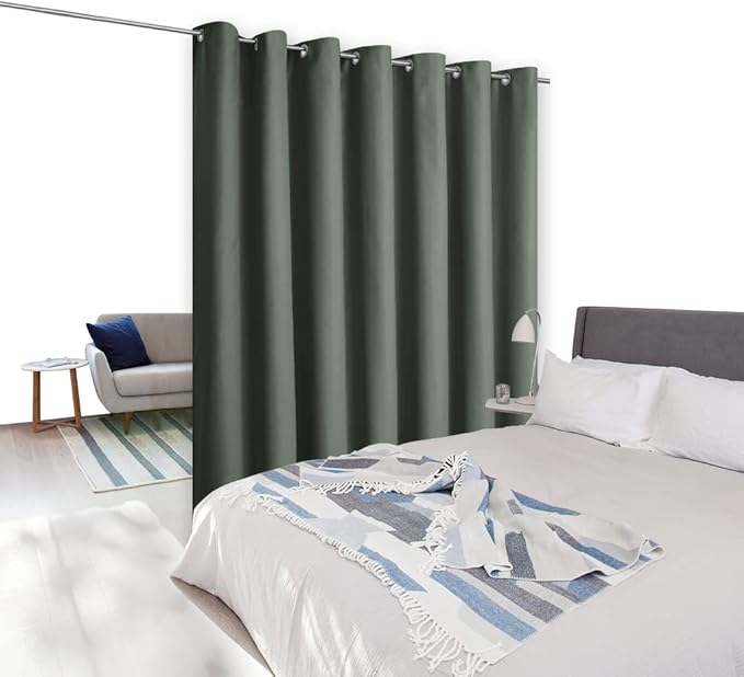 NICETOWN Ceiling Curtains, Room Divider Curtain Screen Partition, Vertical Blind for Sling Door, Blackout Window Curtain, Privacy Blind for Patio (Dark Mallard, Single Panel, 8.3ft Wide x 10ft Long) - Image 9
