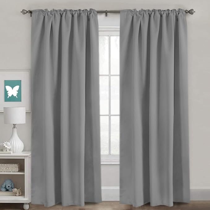 H.VERSAILTEX Blackout Curtains Thermal Insulated Window Treatment Panels Room Darkening Blackout Drapes for Living Room Back Tab/Rod Pocket Bedroom Draperies, 52 x 84 Inch, Grey, 2 Panels - Image 2
