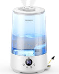 Homvana Humidifiers for Bedroom Home, 3.6 L Cool Mist Top-Fill 34H Super Long Time, Quiet 23dB, Baby Humidifier, Oil Diffuser for Large Room, House, Plant, Nursery, BPA FREE, Ultrasonic (Transparent) by Homvana