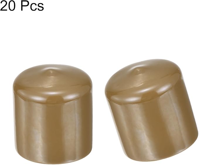 uxcell 20pcs Rubber End Caps 42mm(1 5/8") ID Vinyl PVC Round Tube Bolt Cap Cover Screw Thread Protectors Light Brown - Image 2