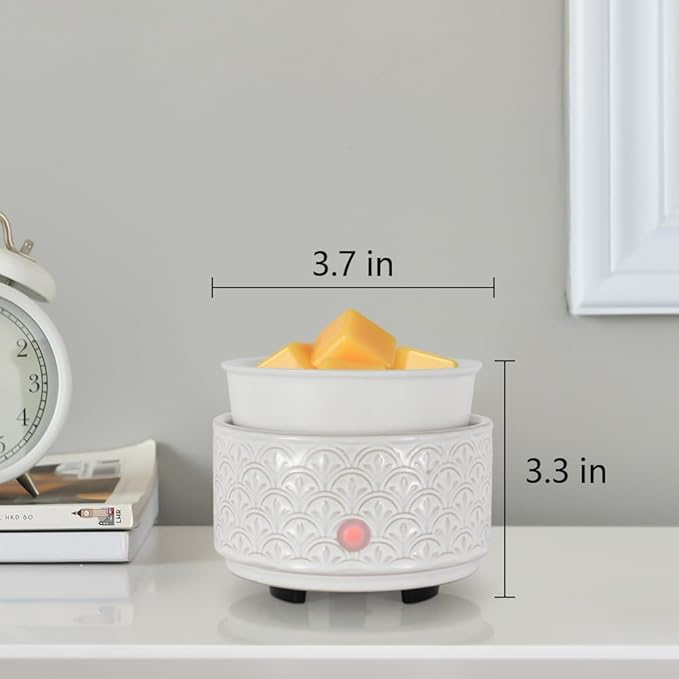 kobodon Ceramic Wax Melt Warmer - 3-in-1Electric Wax Warmer-Fragrance Candle Burner for Scented Wax Tarts and Essential Oils - Wax Melts as Gifts for Moms Grandma Women Girls（White-Gray） - Image 4