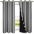 NICETOWN 100% Blackout Curtains with Black Liners, Solid Thermal Insulated Full Blackout 2-Layer Lined Drapes, Energy Efficiency Window Draperies for Bedroom (2 Panels, 42" W by 63" L, Silver Grey) by NICETOWN