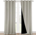 NICETOWN 100% Blackout Blinds, Set of 2, 46" x 96", Natural, Laundry Room Decor Window Treatment Curtains for Large Patio Sliding Door, Thermal Insulated Curtains for Bedroom by NICETOWN