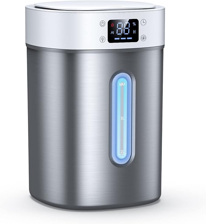 4L Ultrasonic Cool Mist Humidifier with 304 Stainless Steel Tank, Auto Humidity Control, Night Light, and Timer - For Large Rooms and Baby by Admettre