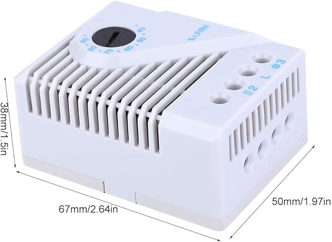Focket Humidity Controller, MFR012 Hygrostat Humidity Switch 35mm DIN Rail EN50022, Hygrostat Fan Heater for TV, Mechanical Humidity Controller for Cabinet Humidity Adjuster - Image 7