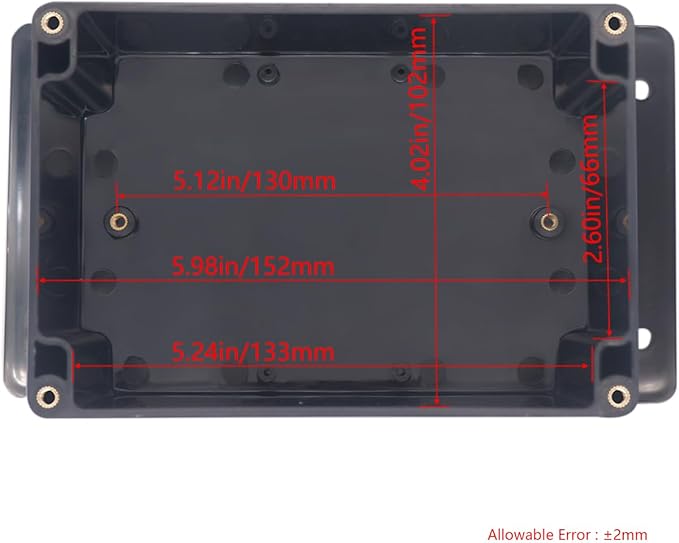 Project Box ABS Plastic Black Electrical Boxes IP65 Waterproof DIY Electronic Junction Box Power Enclosure with Fixed Ear 6.2x4.3x3.5 inch (160x110x90 mm) - Image 3