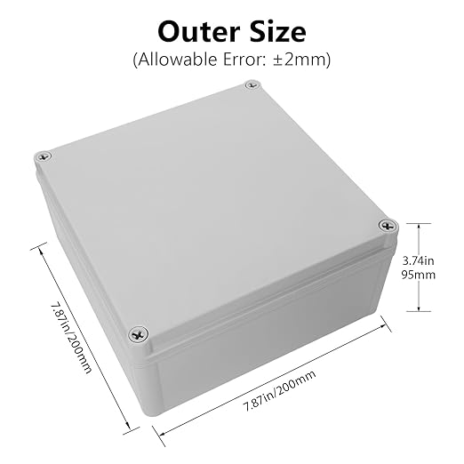 LeMotech Junction Box IP67 Waterproof Dustproof ABS Plastic Project Box for Electrical Outdoor Enclosure Gray 7.9 x 7.9 x 3.7 inch (200 x 200 x 95 mm) - Image 2