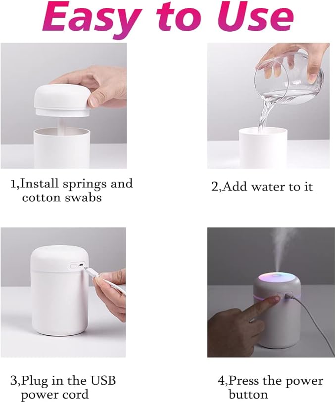 Colorful Cool Mini Humidifier, Essential Oil Diffuser, Aroma Essential USB Personal Desktop Humidifier for Car, Office Room, Bedroom etc,2 Adjustable Mist Modes (Navy Blue) - Image 7