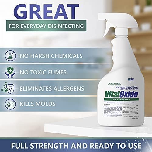 Vital Oxide Disinfectant, Deodorizer, Cleaner, Food-Contact Sanitizer, Virucide – (EPA registration #82972-1) – Kills Mold & Mildew, Eliminates Odors-32 Oz - Image 2