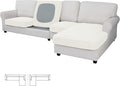 Easy-Going Stretch 4 Pieces Couch Cushion Covers for Sectional Sofa Left/Right L Shape Chaise Lounge Sofa Seat slipcover Anti-Slip Sofa Cover Soft (3 Seater + 1 Chaise, Cream) by Easy-Going