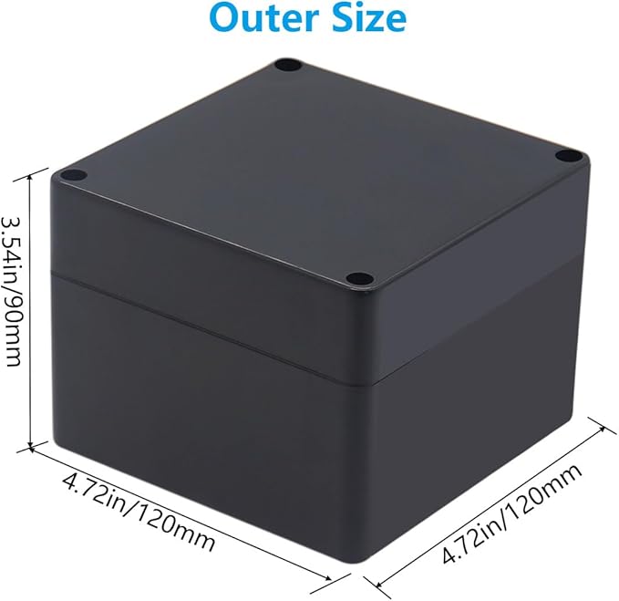 Outdoor Waterproof Junction Box IP67 Project Box ABS Black Electrical Boxes Electronic Enclsoure for DIY Project 4.7 x 4.7 x 3.5 inch (120x120x90mm) - Image 2