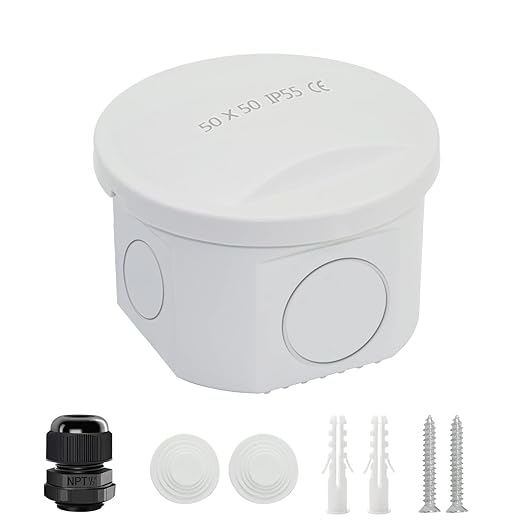 LeMotech Junction Box, Electrical Box IP55 Water Resistant Dustproof ABS Plastic Project Enclosure for Electronics White, External Size D2.9 x H1.7 inch by LeMotech