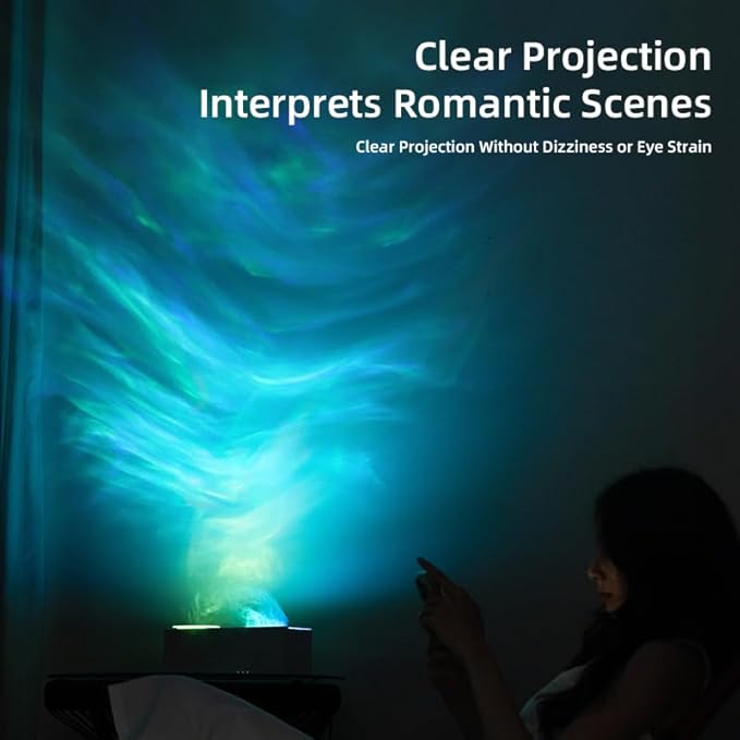Essential Oil Diffuser, Ripple Projection Vibe Flame Oil Diffuser - Aromatherapy Aroma Humidifier, Upgrade 7 Flame Colors Noiseless 150ml Remote - Perfect for Bedroom Home Office (Ripple White) - Image 4