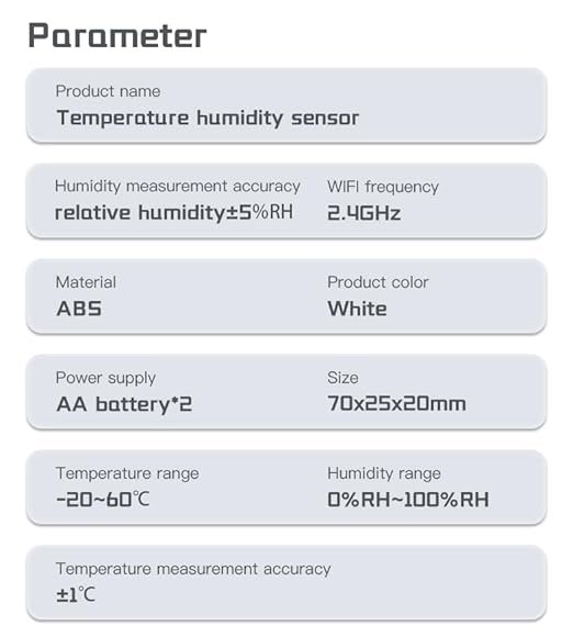 Zigbee Temperature and Humidity Sensor, Wireless Thermometer for Home Automation, Remote Monitoring, Compatible with Hub/Gateway Devices with Zigbee Hub Built-in - Image 6