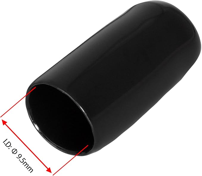 20 PCS Black Round Vinyl Rubber End Caps Kits, Flexible Screw Thread Protectors Safety Cover for Metal Tubing Rod Bolt, 9.5mm (19/50 inch) - Image 2