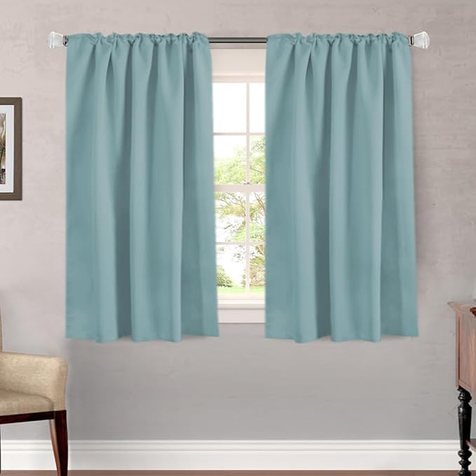 H.VERSAILTEX Blackout Curtains Thermal Insulated Window Treatment Panels Room Darkening Blackout Drapes for Living Room Back Tab/Rod Pocket Bedroom Draperies (2 Panels, Mineral Blue, 52 x 45 Inch) - Image 2