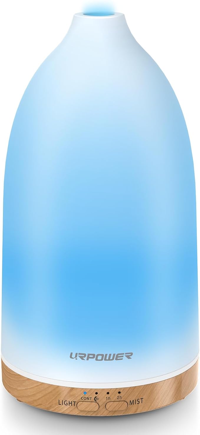 URPOWER Essential Oil Diffuser with 7 LED Color Changing Lights, Timer & Auto-Off - Ultrasonic Aromatherapy Fragrant Oil Humidifier Vaporizer Scent Diffusers for Home, Bedroom, Office, Yoga by URPOWER