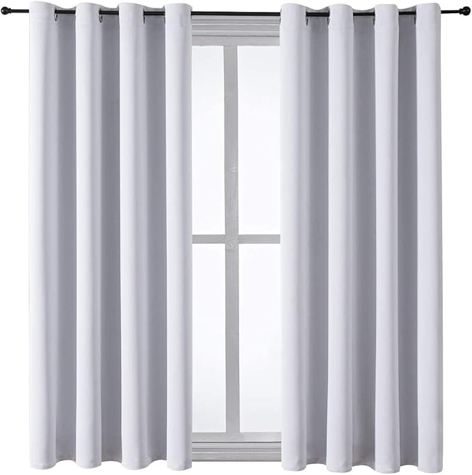ChrisDowa Grommet Room Darkening Curtains for Bedroom and Living Room - 2 Panels Set Thermal Insulated Blackout Curtains (Greyish White, 52W x 63L - Image 7