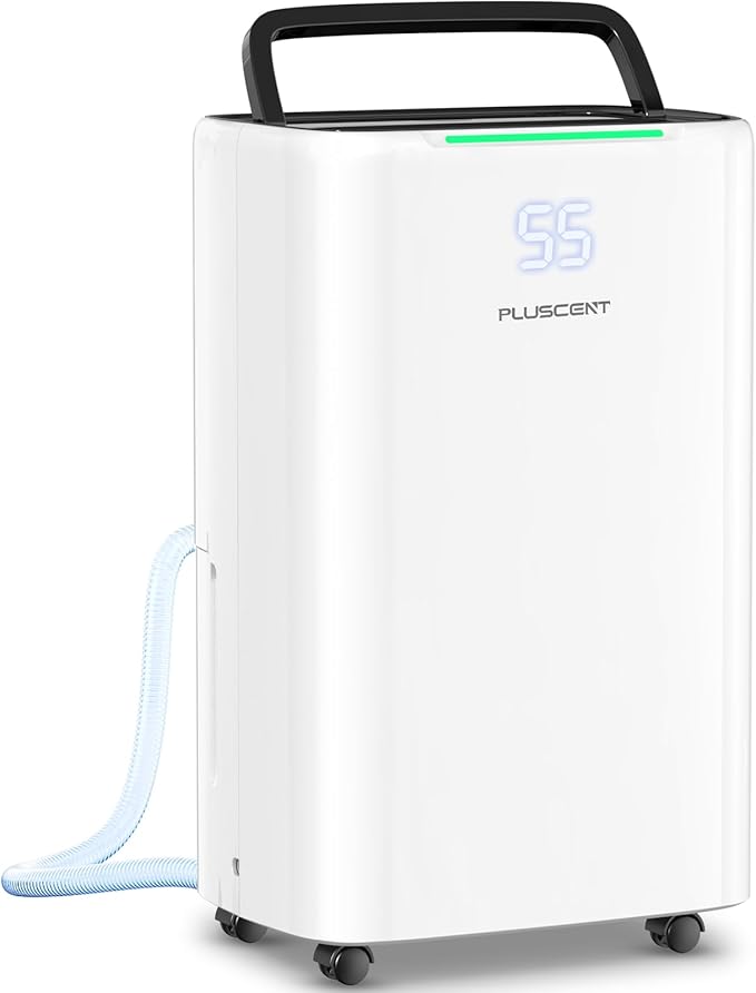 5000 Sq.Ft Dehumidifiers for Home, 52 Pints Compressor Dehumidifier for Basement with Drain Hose, Smart Humidity Control, Auto Defrost, Auto Restart, 24H Timer, for Bedroom, Large Rooms by PLUSCENT