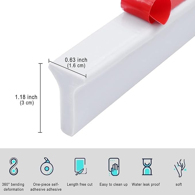 Collapsible Shower Water Guard Water Splash Guard Water Dam Barrier Shower Threshold for Shower Stall, Stay Dry Retainer for Wet and Dry Separation for Bathroom (39") … - Image 2