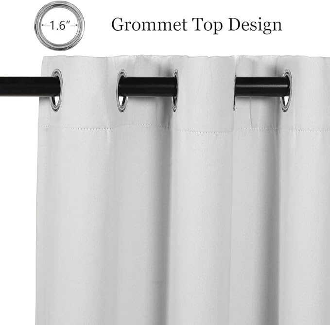 MYSKY HOME White Door Curtains Blackout Curtains for Living Room Doorway Closet Curtains Grommet Thermal Insulated Room Darkening Window Drapes for Bedroom, 1 Curtain Panel, 34 x 80 in, Greyish White - Image 3