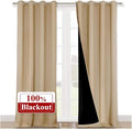 NICETOWN Thermal Insulated 100% Blackout Curtains, Biscotti Beige, 1 Pair, 52 inches x 120 inches, Sound Proof Drapes with Black Backing, Full Light Blocking Panels for Patio Sliding Door by NICETOWN