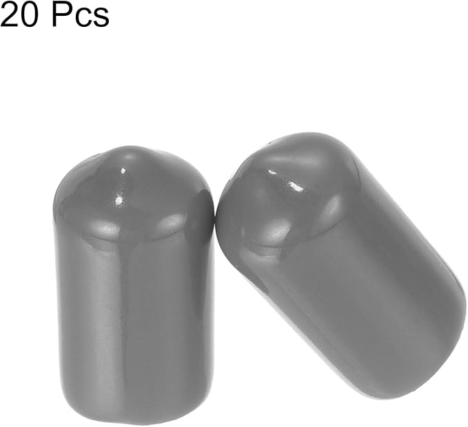 uxcell 20pcs Rubber End Caps 9mm(3/8") ID Vinyl PVC Round Tube Bolt Cap Cover Screw Thread Protectors Dark Grey - Image 2