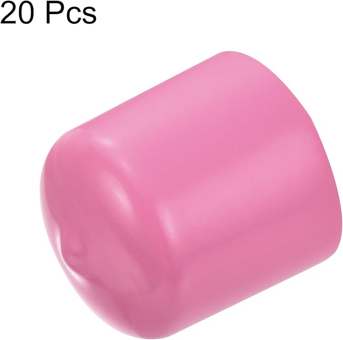 uxcell 20pcs Rubber End Caps 23mm ID Vinyl PVC Round Tube Bolt Cap Cover Screw Thread Protectors Pink - Image 2