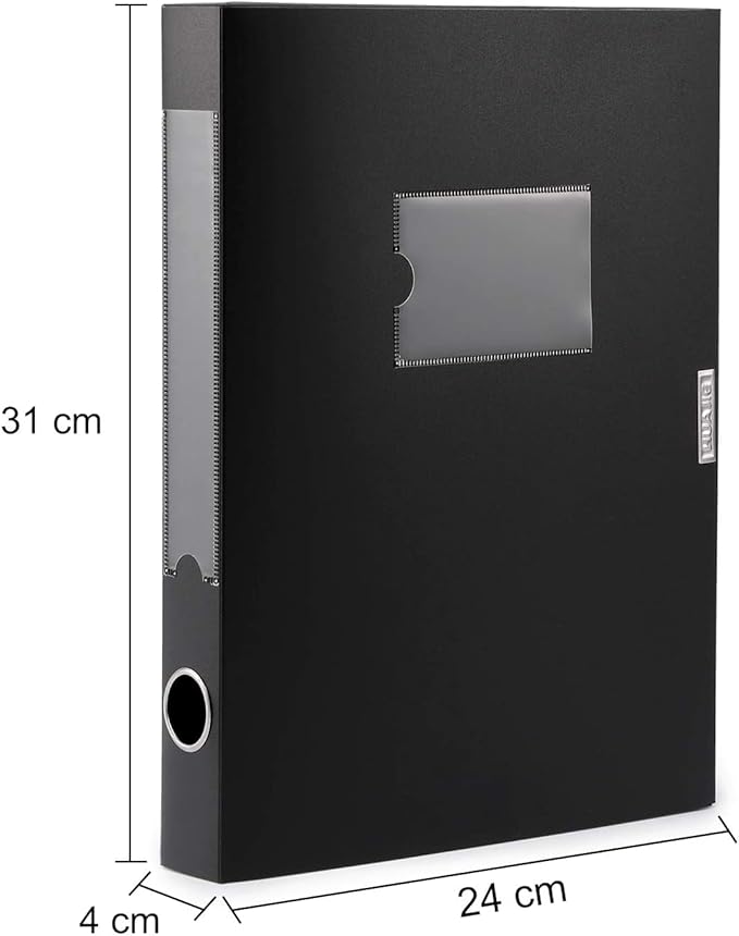 HUA JIE A4 Storage File Boxes Plastic Archives Cases with Lid, File Folder Organizer Document Filing Box for office, Letter Size Paper,31×4×24 cm, Black(Pack of 8) - Image 2