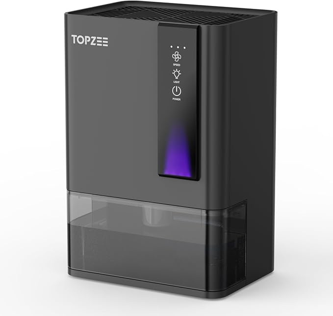 Dehumidifiers for Home, Dehumidifier for Bedroom Bathroom Basement with Auto Shut Off, Dual-Semiconductor Quiet Dehumidifier, Black by TOPZEE