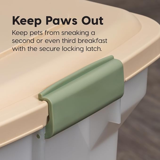 IRIS USA Airtight Dog Food Storage Container, WeatherPro, Up to 40 lbs, Removable Wheels, for Dog Cat Bird and Other Pet Food Storage Bin, Keep Fresh, Translucent Body, Made in USA, Pearl/Almond - Image 9